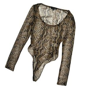 JLUXLABEL Snake Print Long Sleeve Bodysuit